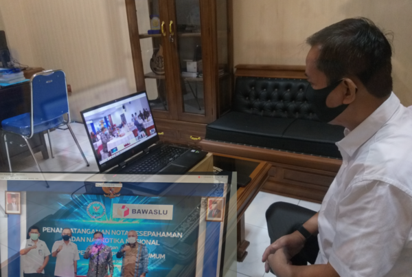 Video Conference Penandatanganan Nota Kesepahaman Antara BNN RI dengan Bawaslu RI