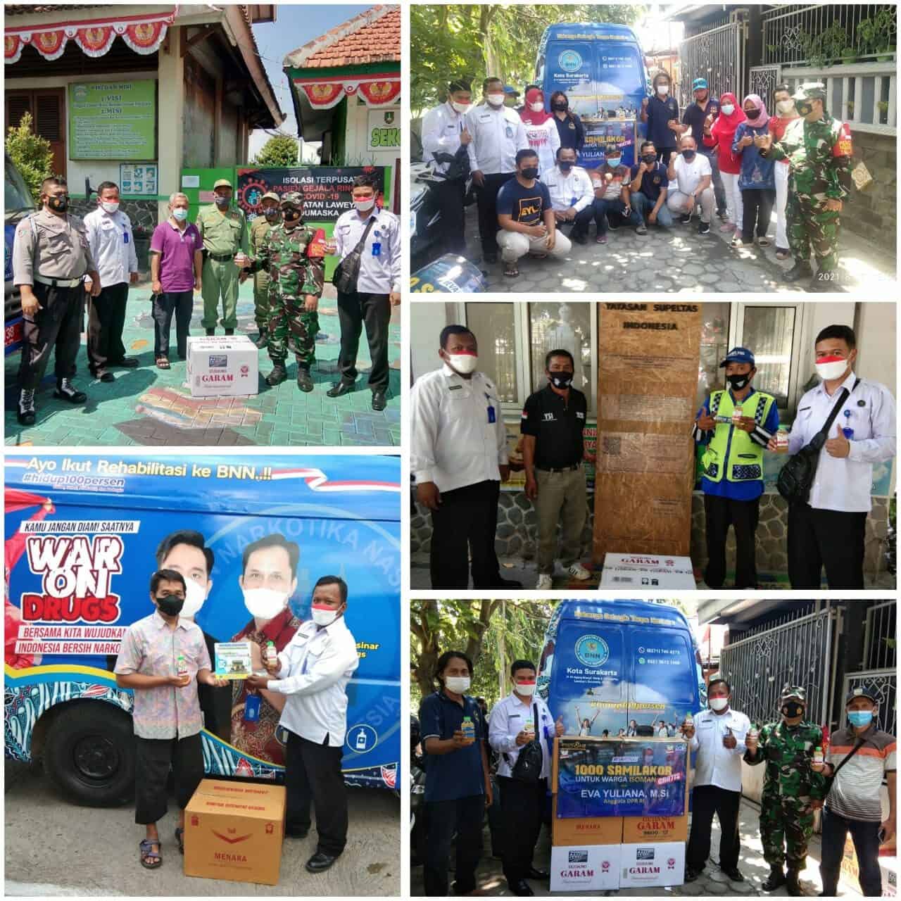 Pembagian Jamu dengan insert Konten P4GN Bersama Paguyuban Seduluran Sehati Saklawase