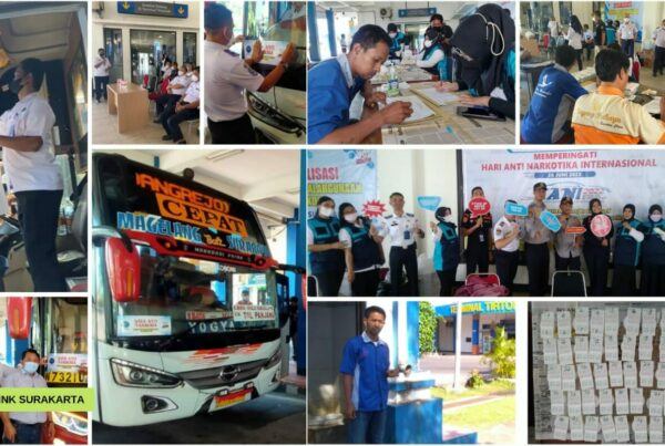 Test urine Pengemudi Bus AKAP dan Penempelan Stiker