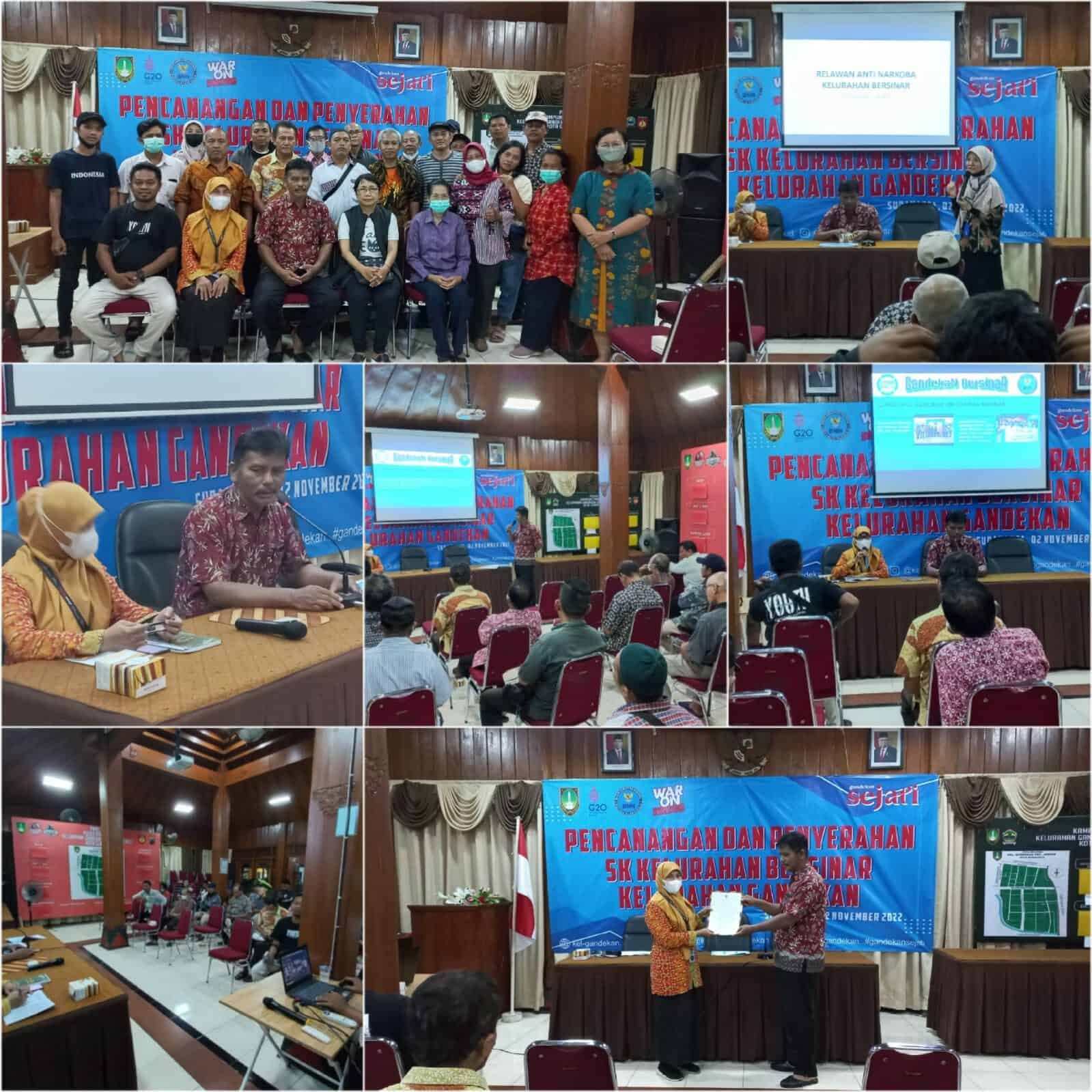 Pencanangan dan Penyerahan SK Walikota Surakarta tentang Kelurahan Bersih Narkoba (Bersinar) di Kelurahan Gandekan