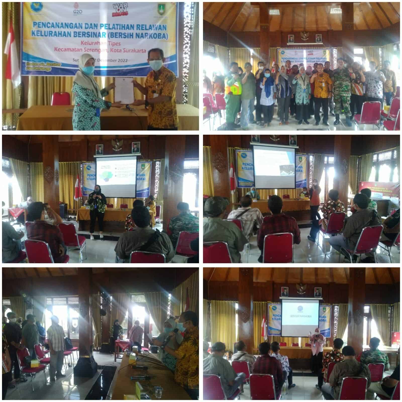 Pencanangan dan Pelatihan Relawan Kelurahan Bersinar (Bersih Narkoba) Kelurahan Tipes Kecamatan Serengan Kota Surakarta