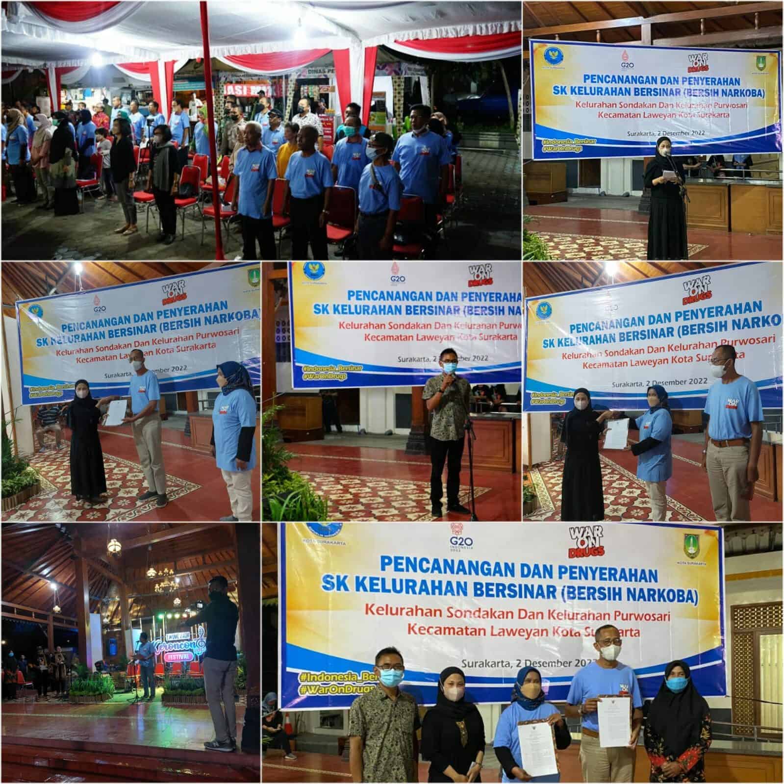 Pencanangan dan Penyerahan SK Walikota Surakarta tentang Kelurahan Bersih Narkoba (Bersinar) untuk Kelurahan Purwosari dan Kelurahan Sondakan