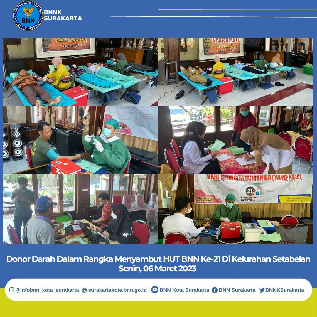 Donor Darah dalam rangka HUT BNN RI Ke-21 di Kelurahan Setabelan