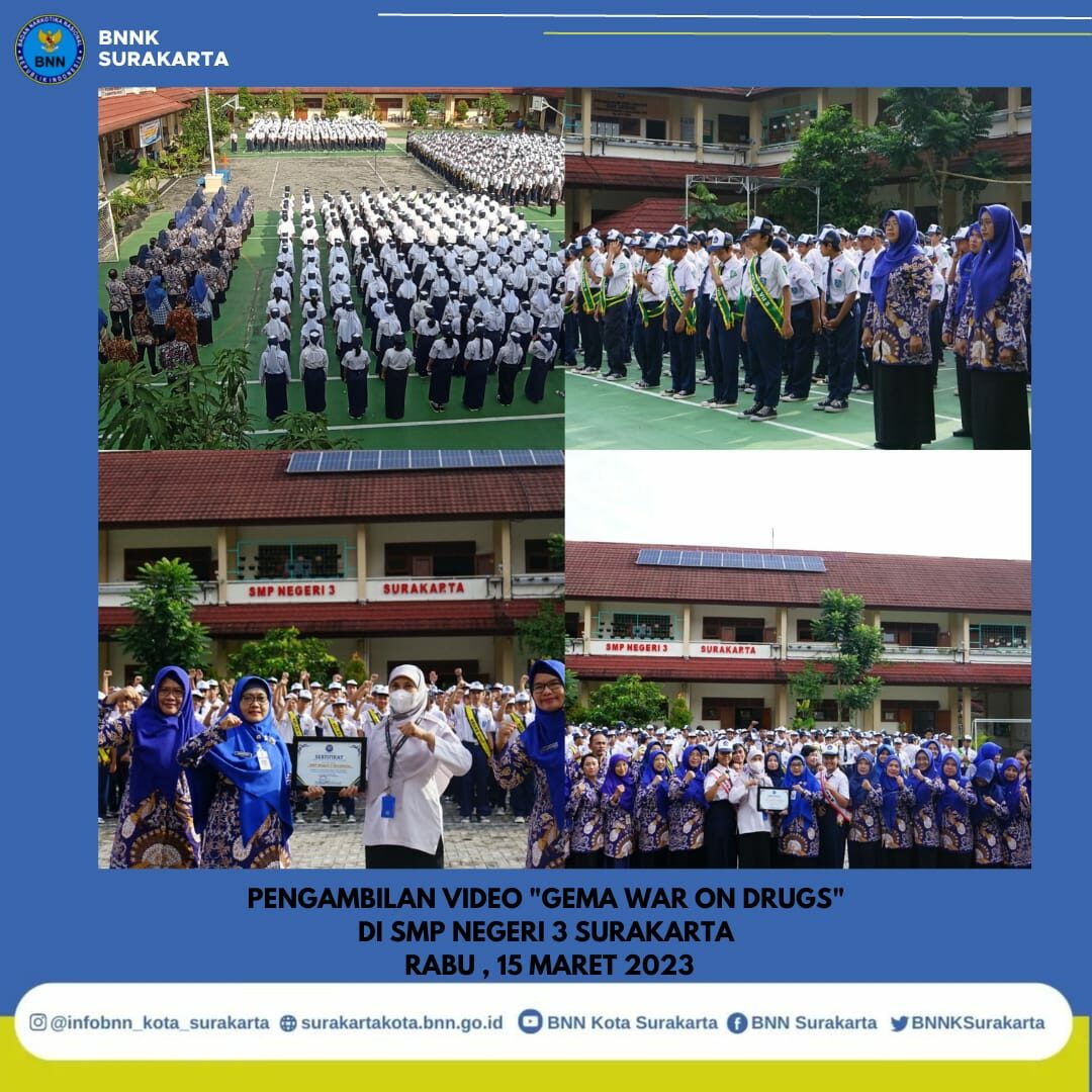 Pengambilan Video Menyanyikan Mars BNN dalam rangka “Gema War On Drugs” di SMP Negeri 3 Surakarta