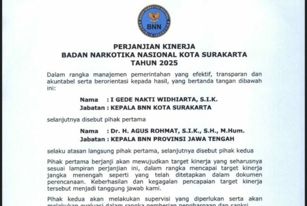 PERJANJIAN KINERJA BNN KOTA SURAKARTA PERJANJIAN KINERJA BNN KOTA SURAKARTA