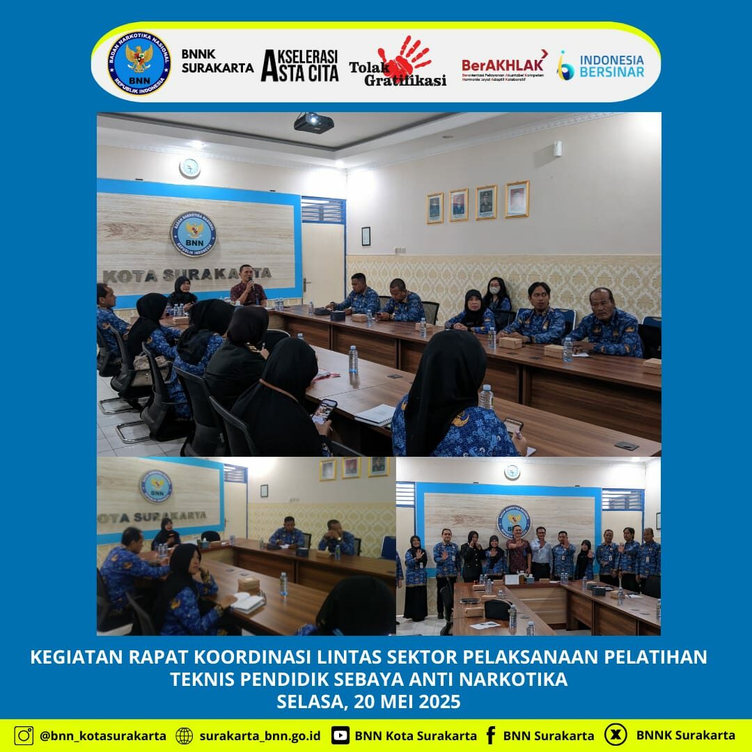 Rakor Lintas Sektor Pelaksanaan Pelatihan Teknis Pendidik Sebaya Anti Narkoba